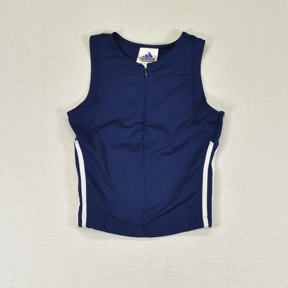 Vintage Y2K Women's Blue Adidas Logo 1/2 Zip Tank Top Made In USA Size Size S